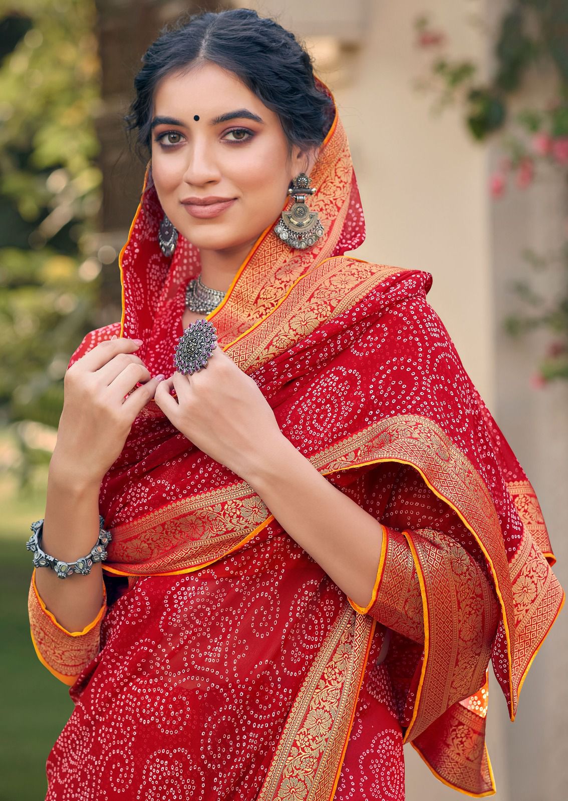 Garima By Kashvi Bandhej Printed Georgette Sarees Wholesale Market In Surat
